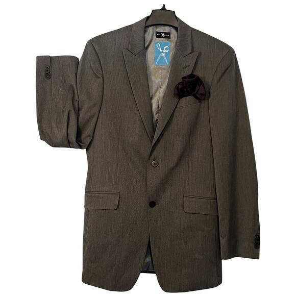 Marc Ecko Mens Suit Jacket Size 38L Gray Single Breasted Double Vent Pockets - Picture 1 of 9